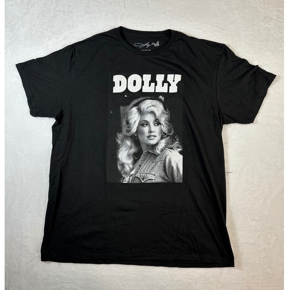New Dolly Parton Graphic T-Shirt Mens XL Black Portrait Country Music Icon Tee
